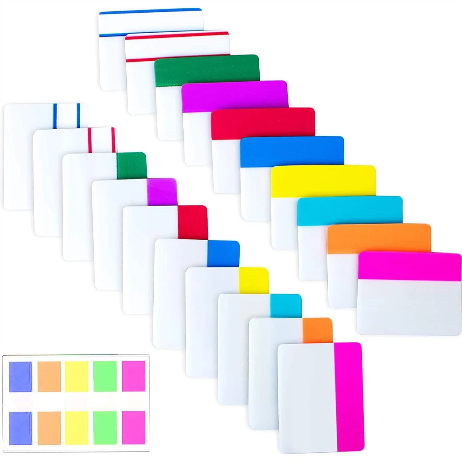 500 Pezzi di Etichette Adesive da 2 Pollici, Segnapagina Scrivibili e Riposizionabili per Appunti, Libri, Classificazione Documenti, 21 Set in 10 Colori