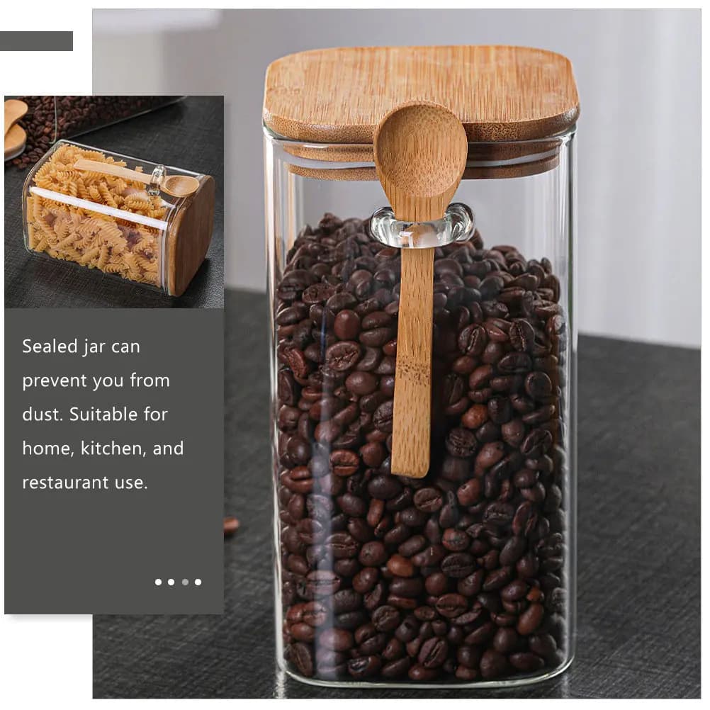 2Sets Glass Sealed Storage Jars Transparent Kitchen Containers Tea Coffee Candy Holder Home Restaurant Use
