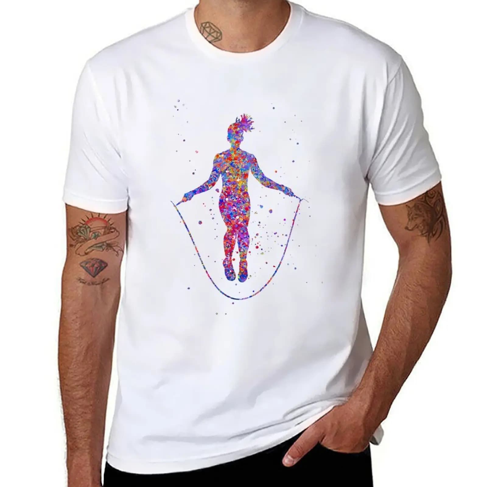 Women's t-shirt with rope jumper, men's t-shirt, summer cotton t-shirt, 100% men's t-shirt.