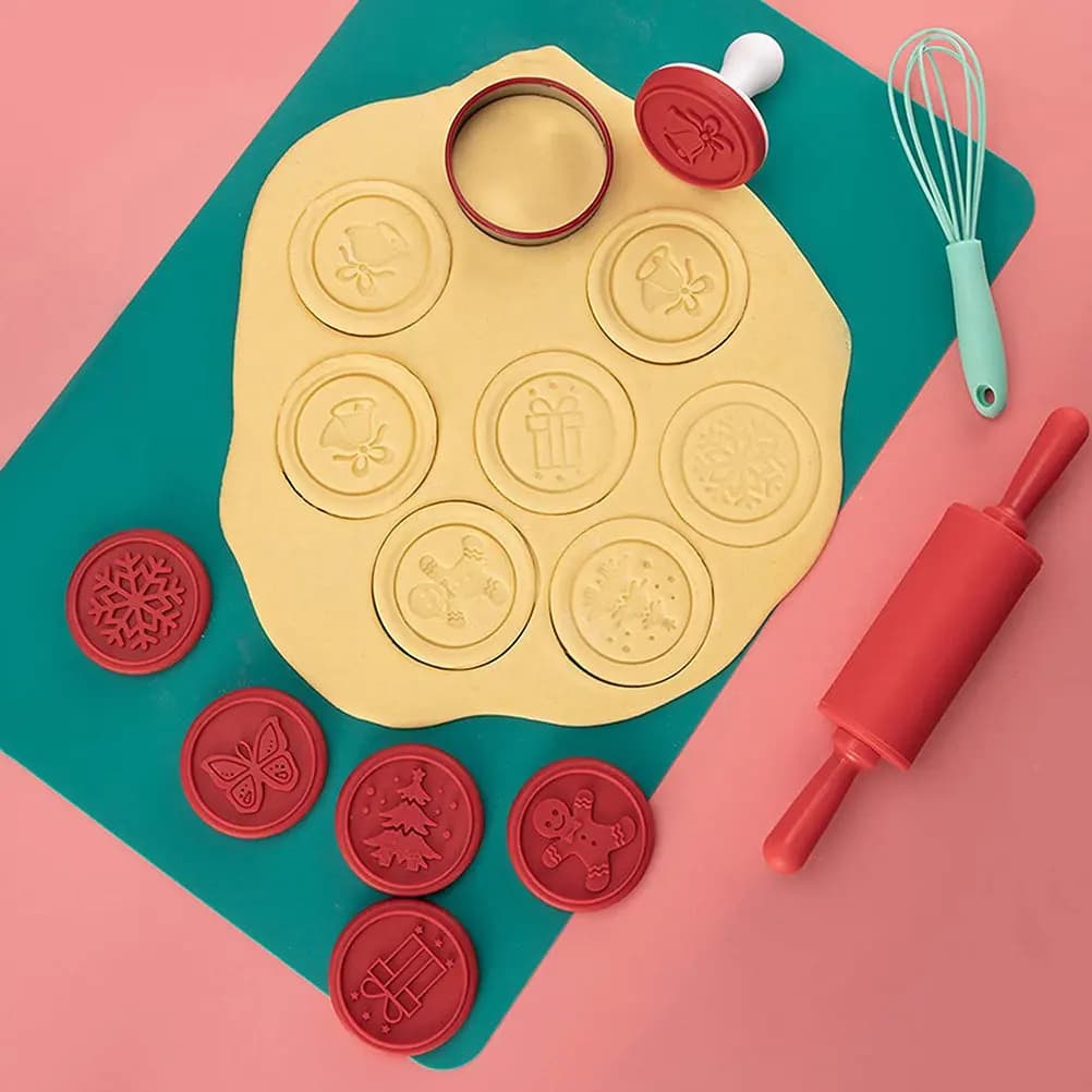 Set of 1 mold for reusable Christmas biscuits, non-stick, decorative, for kitchen, for biscuits, darkening, chocolate
