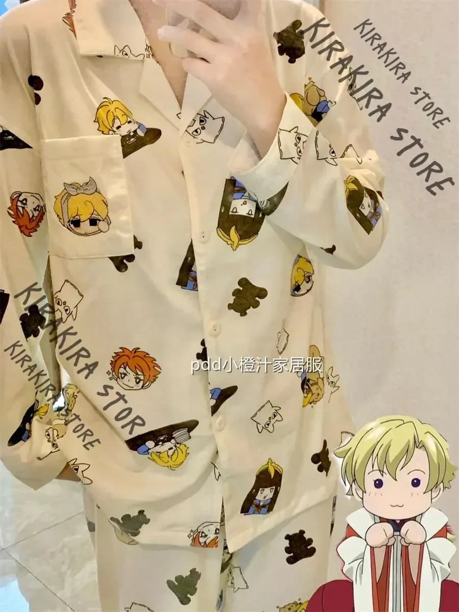 Ouran High School Host Club Pigiama Vestiti Nighty Donna Camicie a maniche lunghe Pantaloni Primavera Autunno Inverno Studente Set di abbigliamento per la casa