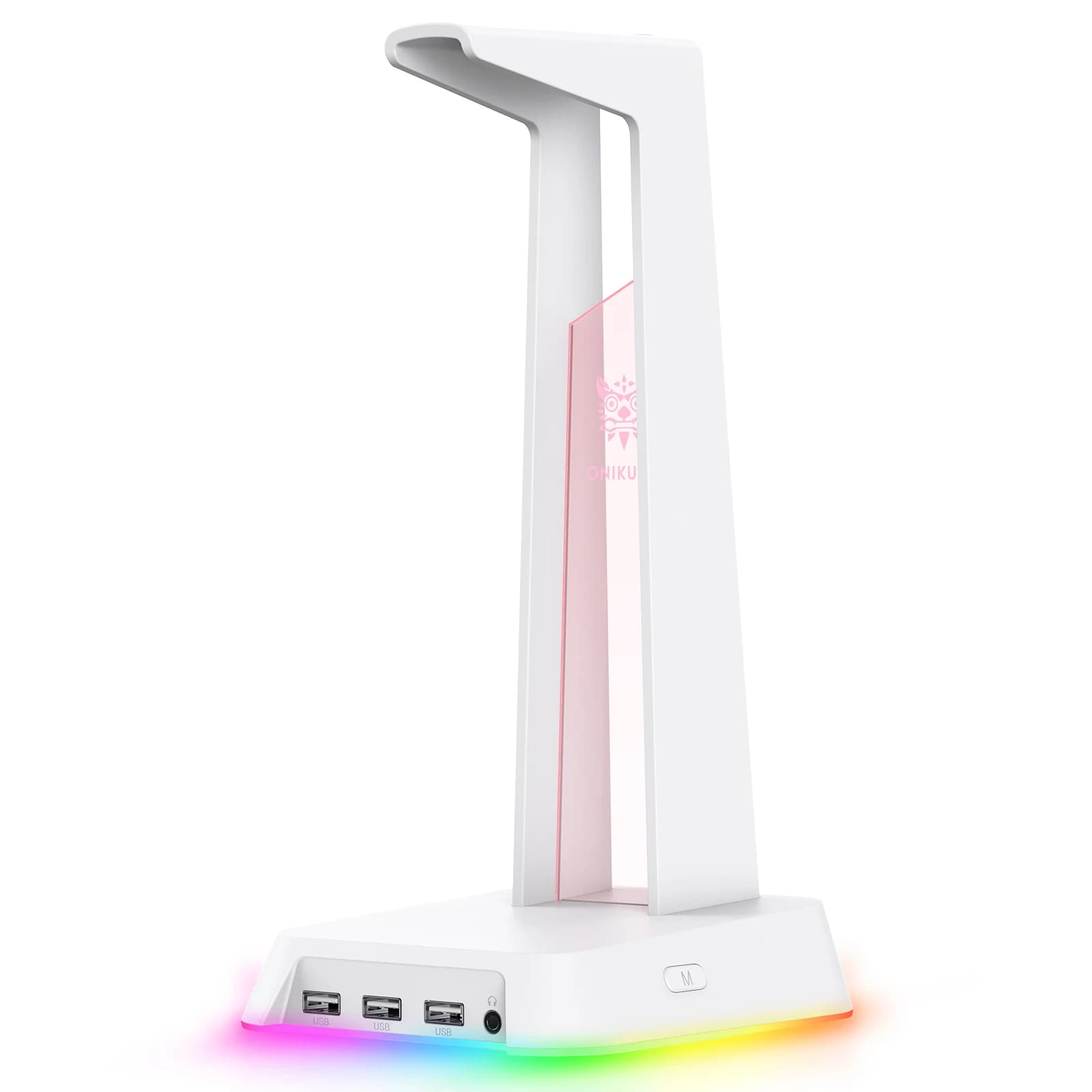 ONIKUMA headphone support with RGB light headphone support with 3 USB ports and 3.5 mm headphone jack for PC players