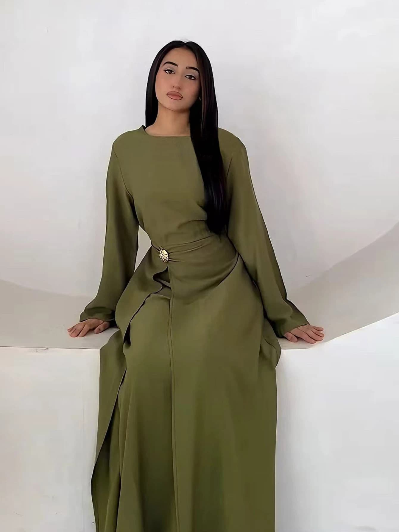 Eid Dress Muslim Solid Modesto Abaya Dubai Dresses Largos Long Dresses Arab Caftano Robe Party Caftano Jalabiya Ramadan 2025