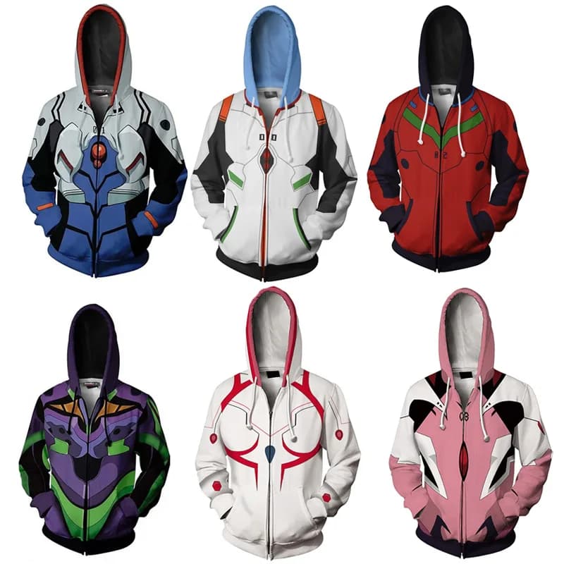 Anime EVA Ayanami Rei Asuka Langley Ikari Shinji 3D Cappotto con cappuccio Costumi Cosplay Abbigliamento unisex Maglione di Halloween