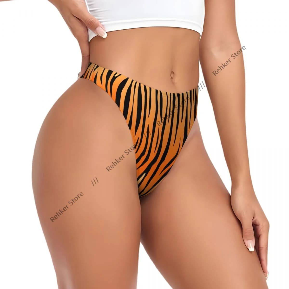 Sexy Women Underwear Abstract Tiger Skin Print Thong Panties G-string