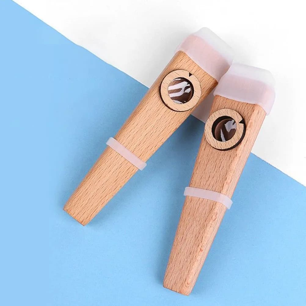 1Set Wooden Kazoo Musical Instrument Easy to Play No Learning Required Portable Lightweight for Guitar Ukulele Keyboard