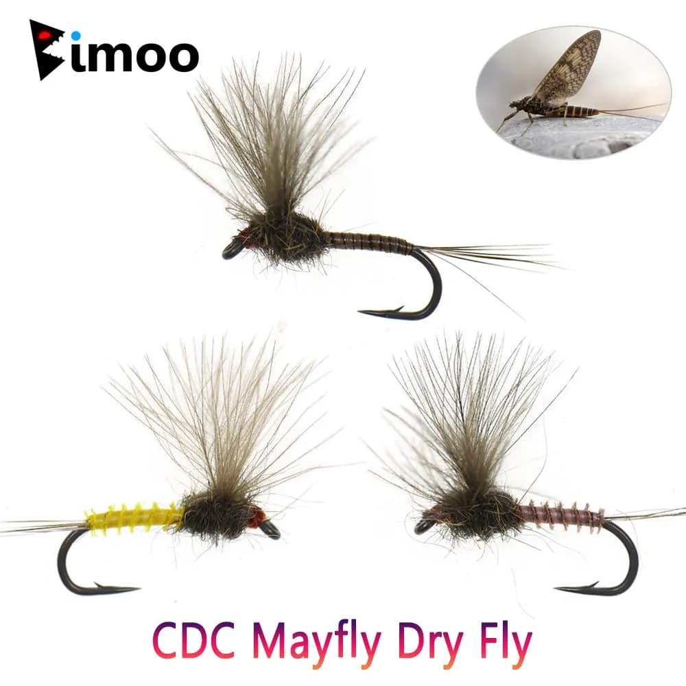 Bimoo 5/6 pezzi # 16 CDC Piuma Ala Mola Mosca Secca Spinato Artificiale Emerger Insetto Esca Per Trota Grayling Pesce Persico Richiamo di Pesca