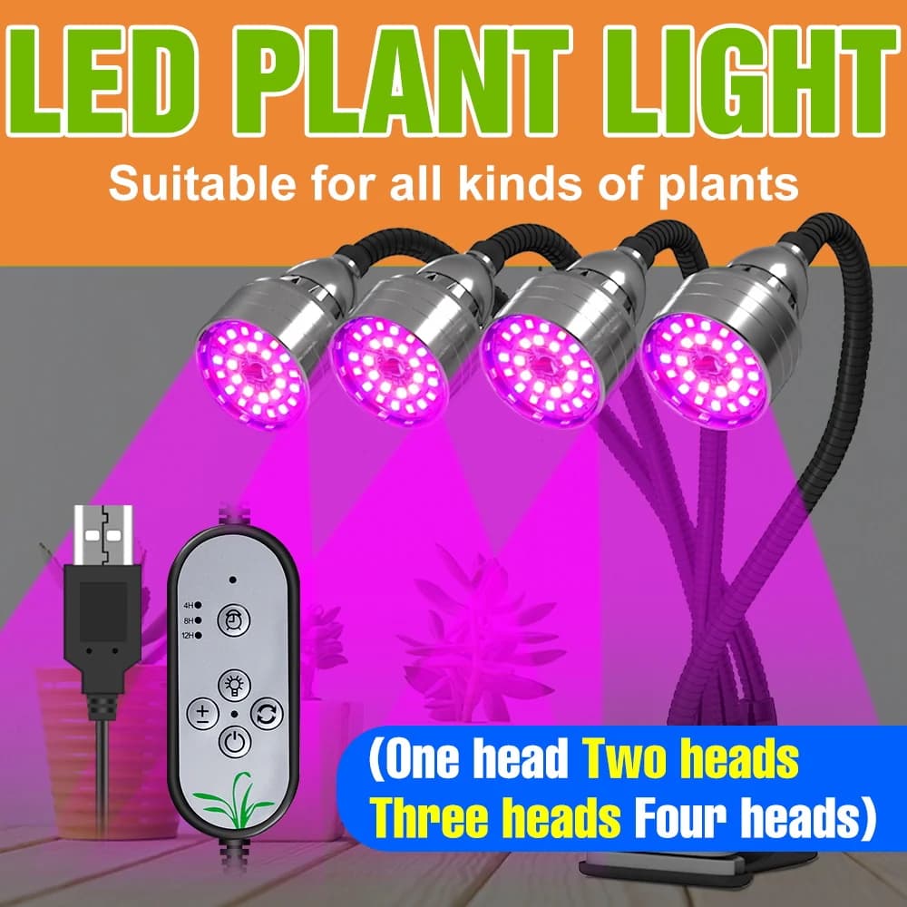 Luci LED a Spettro Completo per Coltivazione Indoor, Lampada Dimmerabile 5V per Semenzai, Serre e Fiori in Vaso