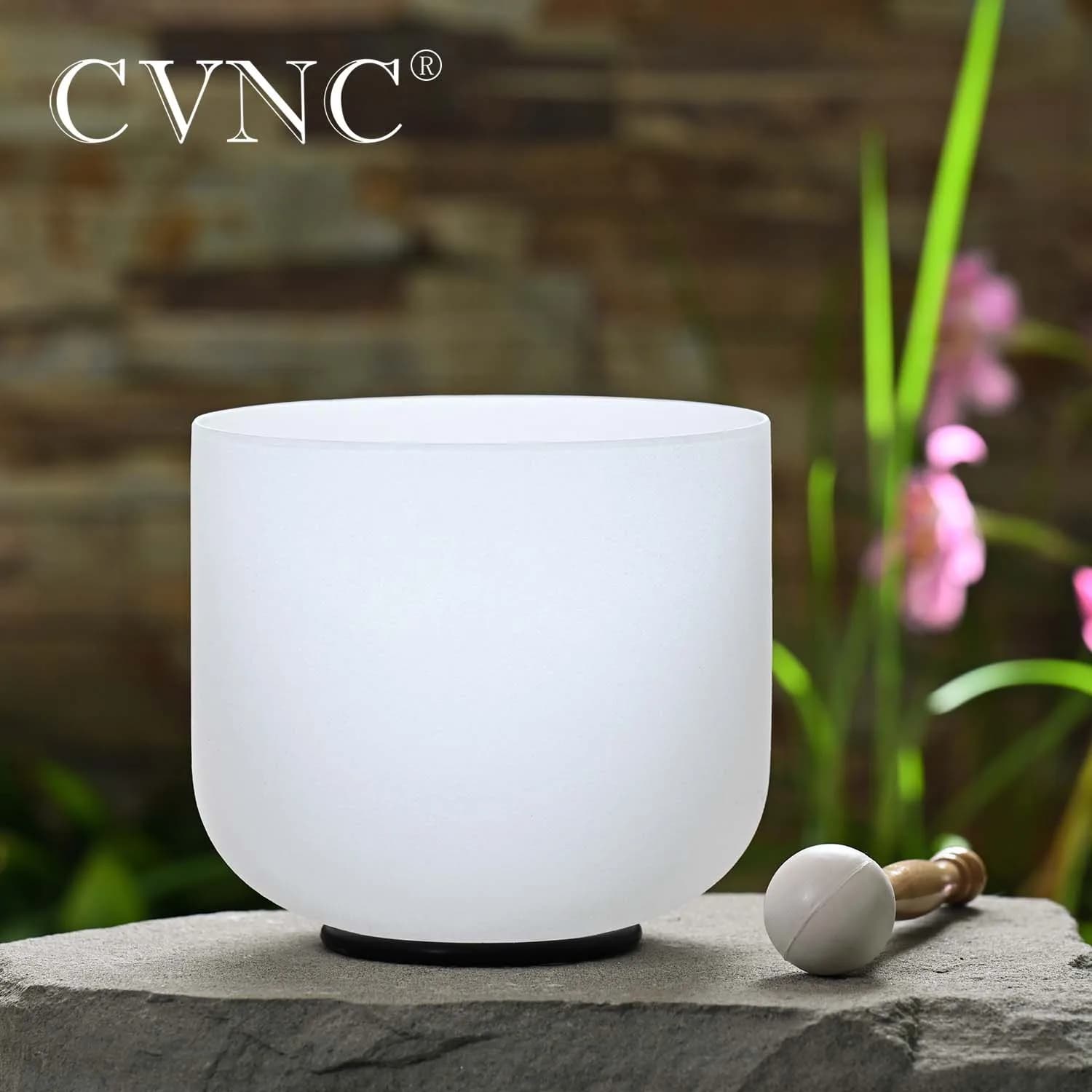 CVNC Perfect Pitch 6 Inch White Frosted Quartz Crystal Singing Bowl CDEFGAB Note for musical instrument with Mallet