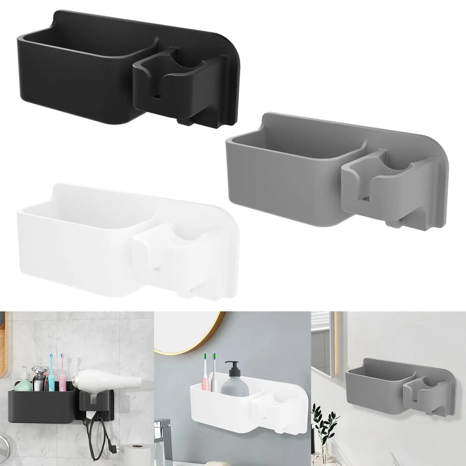 Silicone multifunction 2 in 1 Bathroom shelves Organizer for hairdryers for home use