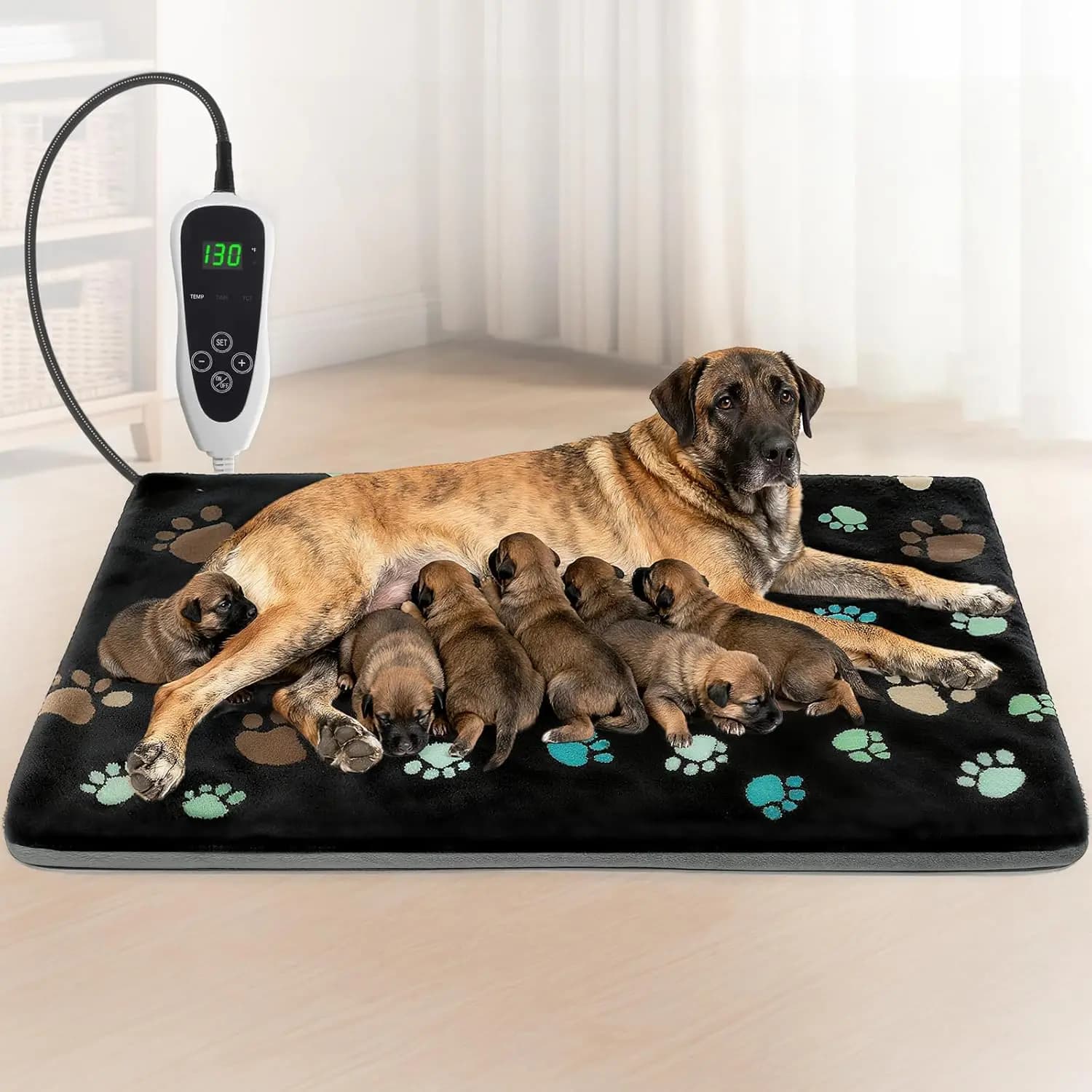 Grande cuscino riscaldante impermeabile per animali domestici con termostato intelligente, certificato UL per cani e gatti