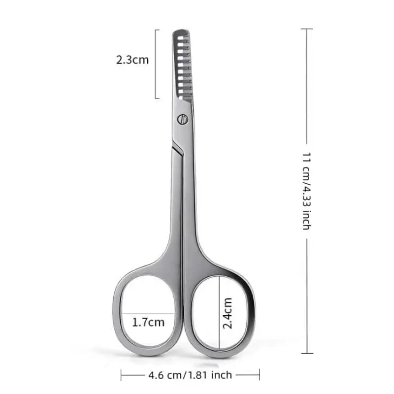 Forbici per la cura di barba e sopracciglia con pettine integrato, accessorio sicuro per la rimozione dei peli, per uomo e donna, uso domestico e professionale.