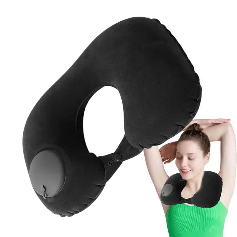 Press Gonfiaggio Cuscino per il collo dell'auto Cuscino da viaggio gonfiabile per auto Cuscino per aereo portatile a forma di U Forniture per veicoli