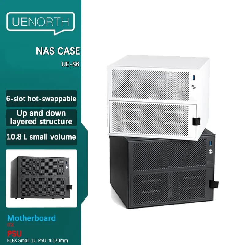 UENORTH UE-S6 six-slot NAS chassis itx motherboard DIY desktop storage server small case With backplane supports hot swap