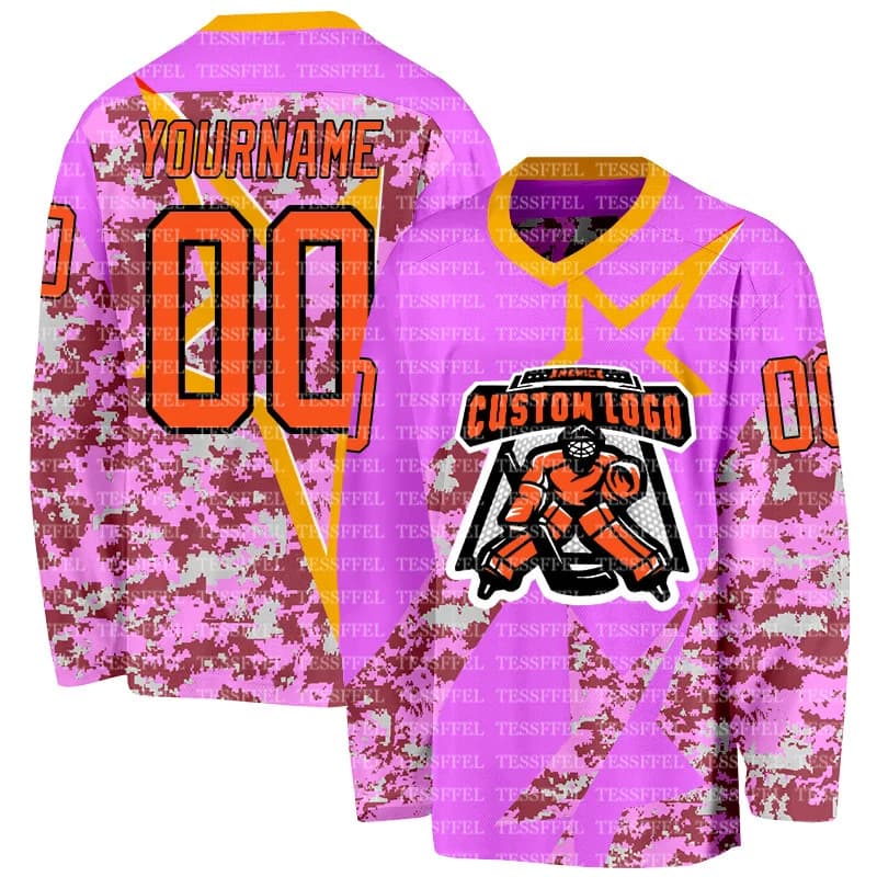 Custom Hockey Knit with Team Name and Logo, Vintage Style with Flamed Flames, Colored Graffites, Unisex Casual Harajuku AX6 3D Print