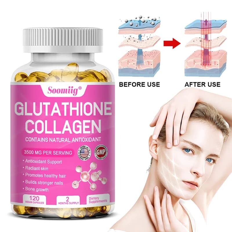 Collagene con glutatione, formula idrolizzata avanzata per assorbimento ottimale, pelle, capelli, unghie e articolazioni, antiossidante naturale