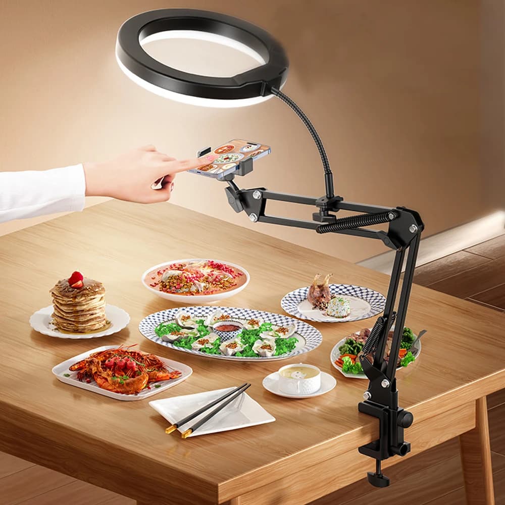 LED Phone live streaming Fill Light with Flexible Robotic Arm Phone Holder Fixed Shooting Recording Live Streaming Selfie Stick