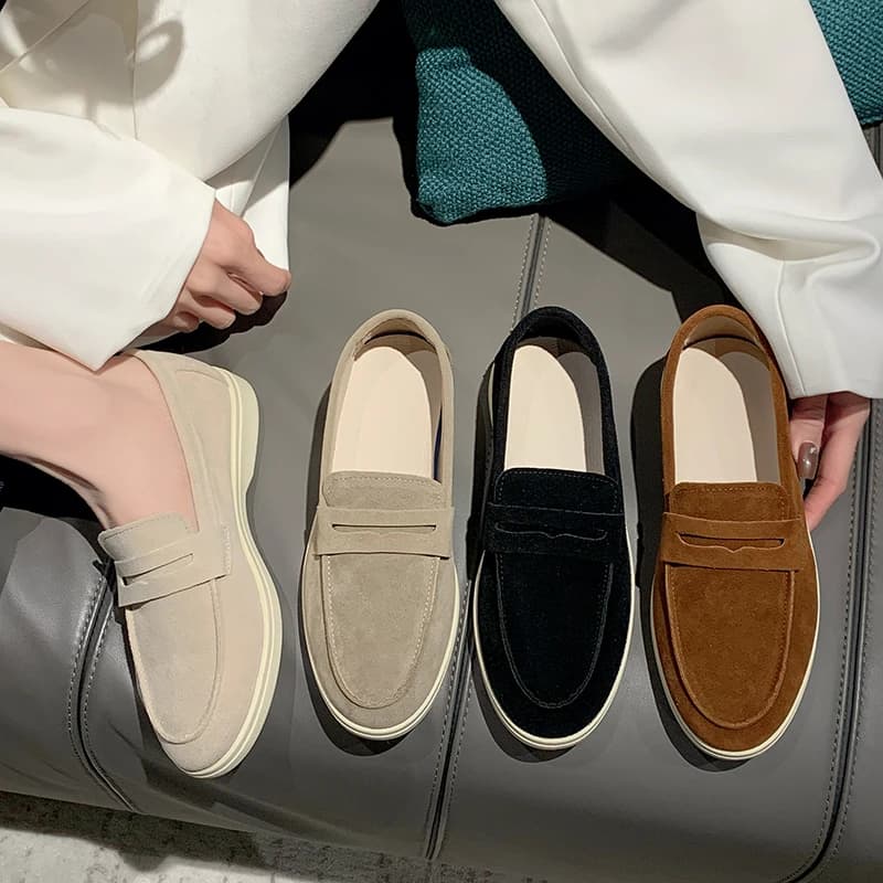 Women's Soft-soled Comfortable Non-slip Flat Shoes Spring and Autumn Solid Color Classic Casual Joker Round-headed Low-top Shoes