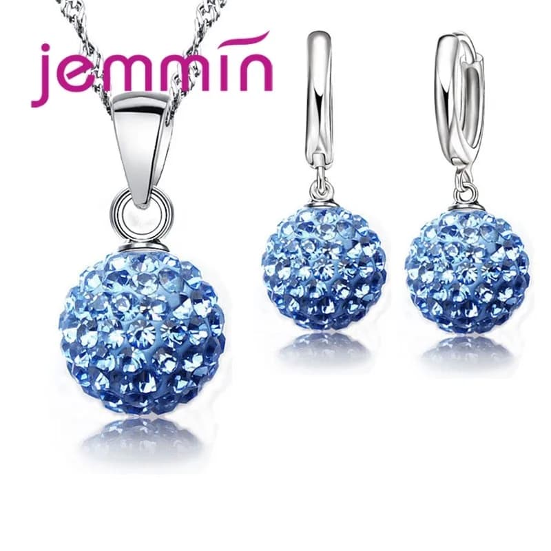 Sweet and delicate set of 925 Sterling Silver Pendant Earrings Necklace for Women Wedding Date Party Best Gift