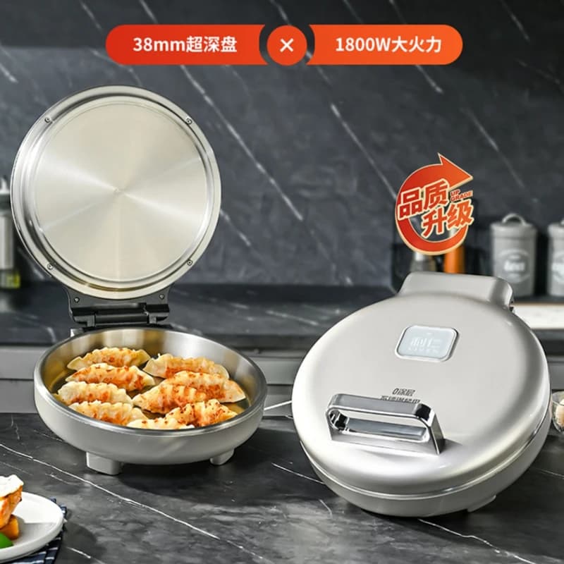 Padella elettrica per pancake in acciaio inossidabile, padella elettrica multifunzionale a doppio lato con riscaldamento per uso domestico, ideale per la preparazione di pancake.