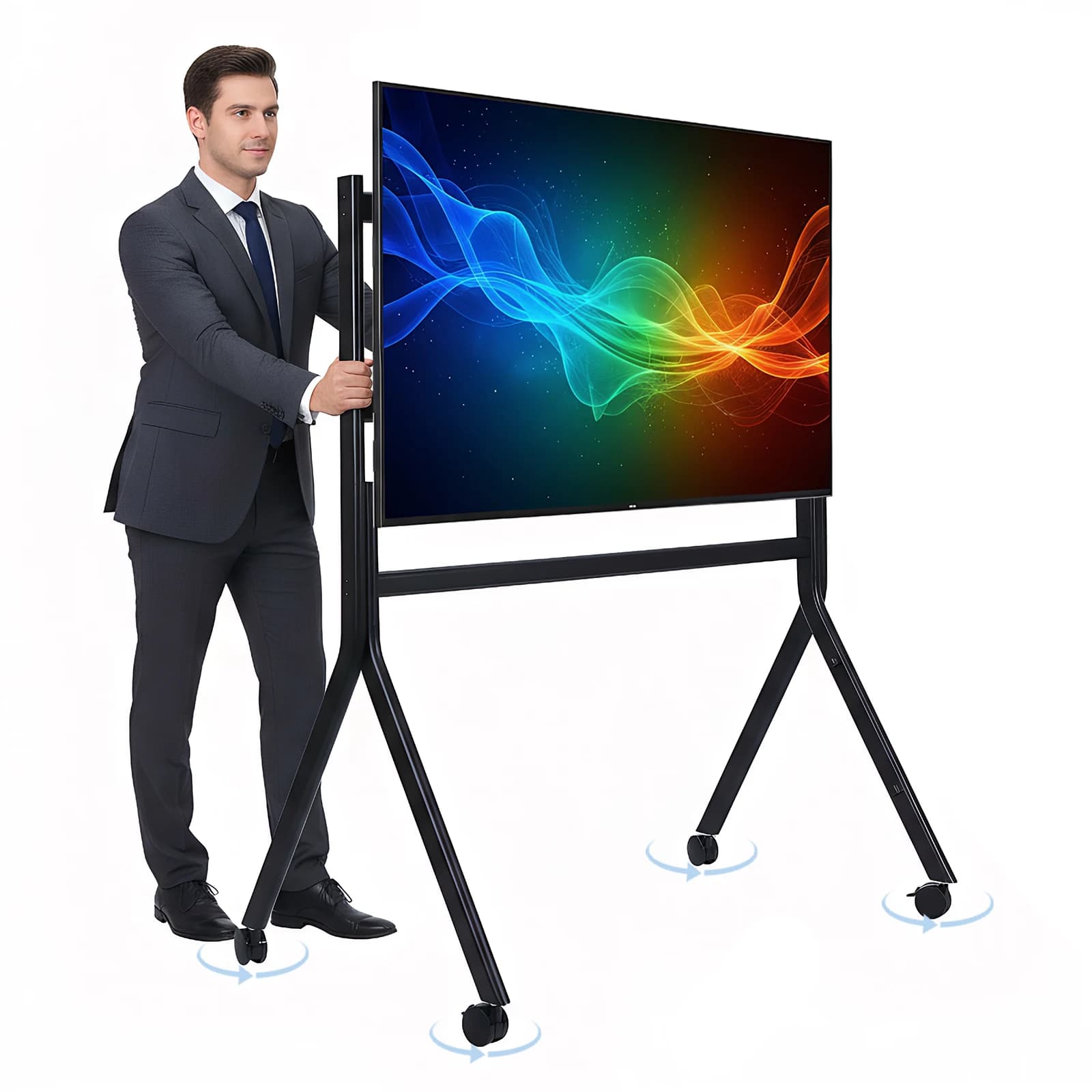 360°Swivel TV Floor Stand for 86-110 Inch Screens Portable Display Floor TV Stand Max Load 485LBS/220kg with Lockable Wheels