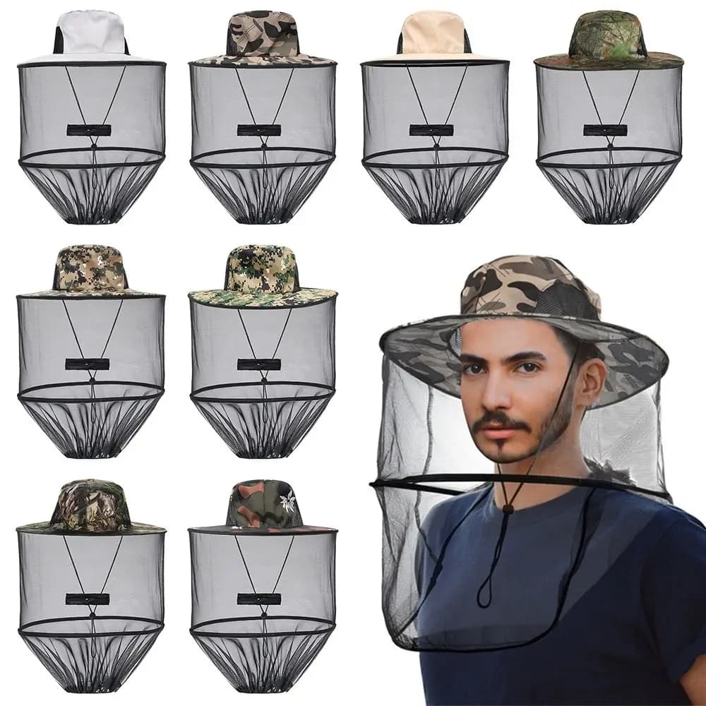 Fashion Foldable Hidden Net Mesh Insect Bee Protection Outdoor Sunscreen Repellent Protection Mosquito Hat Fishing Cap Foldable