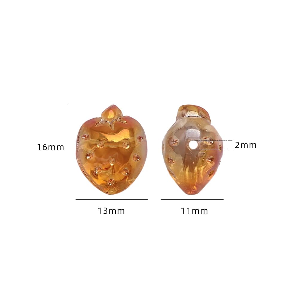 10Pcs Faceted Glass Beads 13x16mm Crystal Strawberry Pendants Crafts for Jewelry Making Supplies Necklace Bracelets Earrings DIY