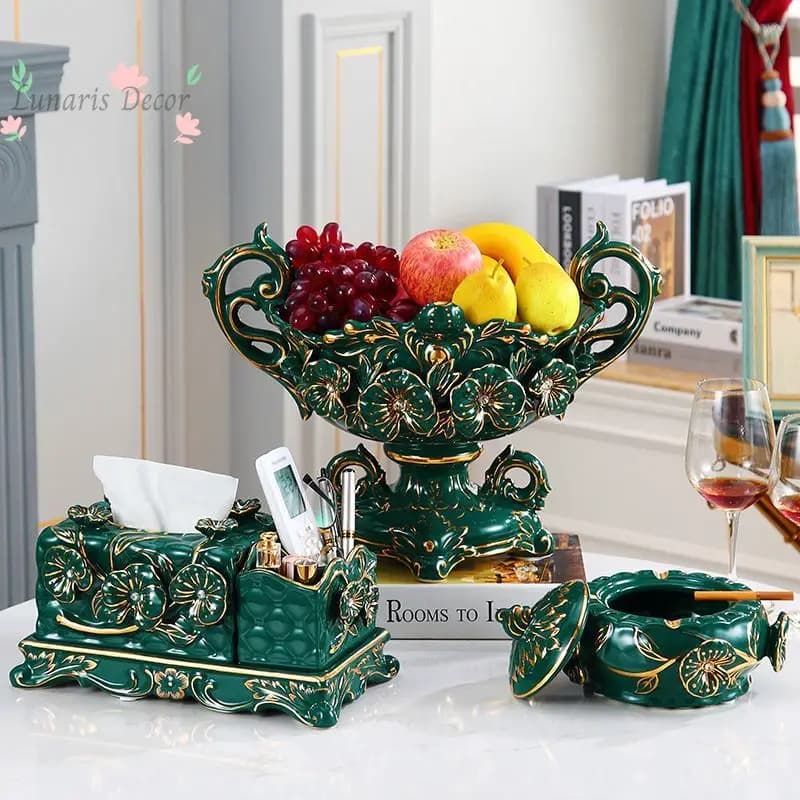 Fruit plate set Ceramic household dried fruit plate Creative modern light luxury American living room High-end