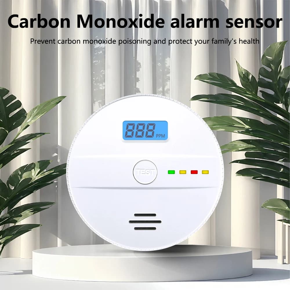 TAIBOAN Rilevatore di monossido di carbonio Allarme monitor CO con display digitale LCD Rilevatore sensore CO alimentato a batteria AA per la casa