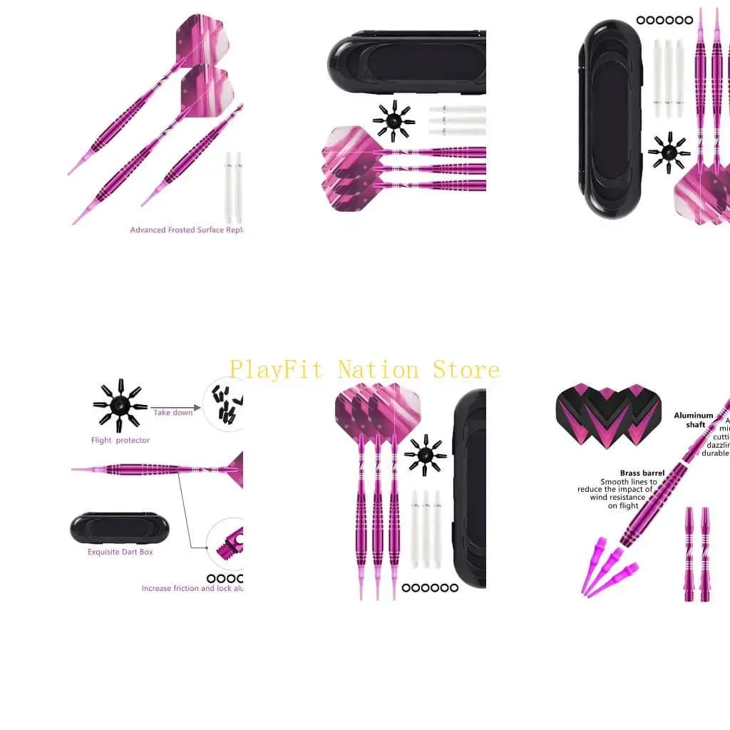 242F Set freccette con punta morbida Aste per freccette in alluminio con in PET Botti in ottone Punta in plastica con