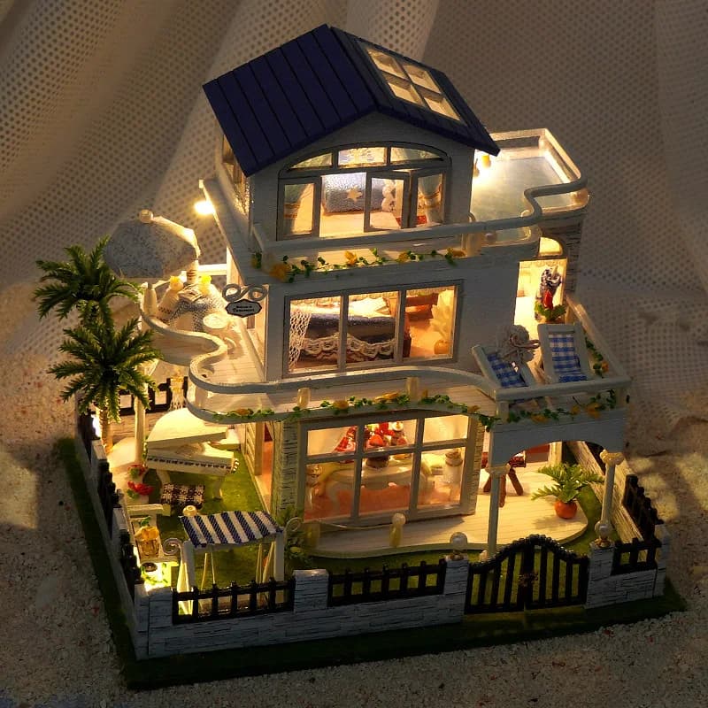 DIY Mini Wooden Doll House Furniture Light Kit Doll House Accessories Miniature Dolls Handmade Wooden Toys Birthday Gifts 2015New