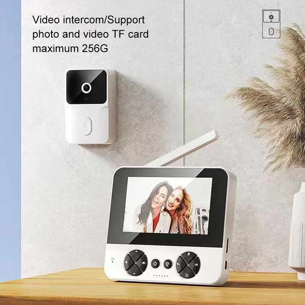 Videocitofono da 4,3 "timetro wireless esterno campanello video per casa intelligente con telecamera di sorveglianza visiva per visione notturna a infrarossi