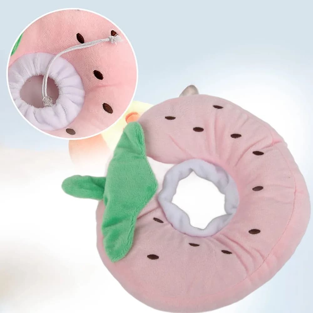 Adjustable Cat Cone Collar Fruit Pattern Prevents Licking Recovery Collar Soft and Comfortable Pet Cone Collar