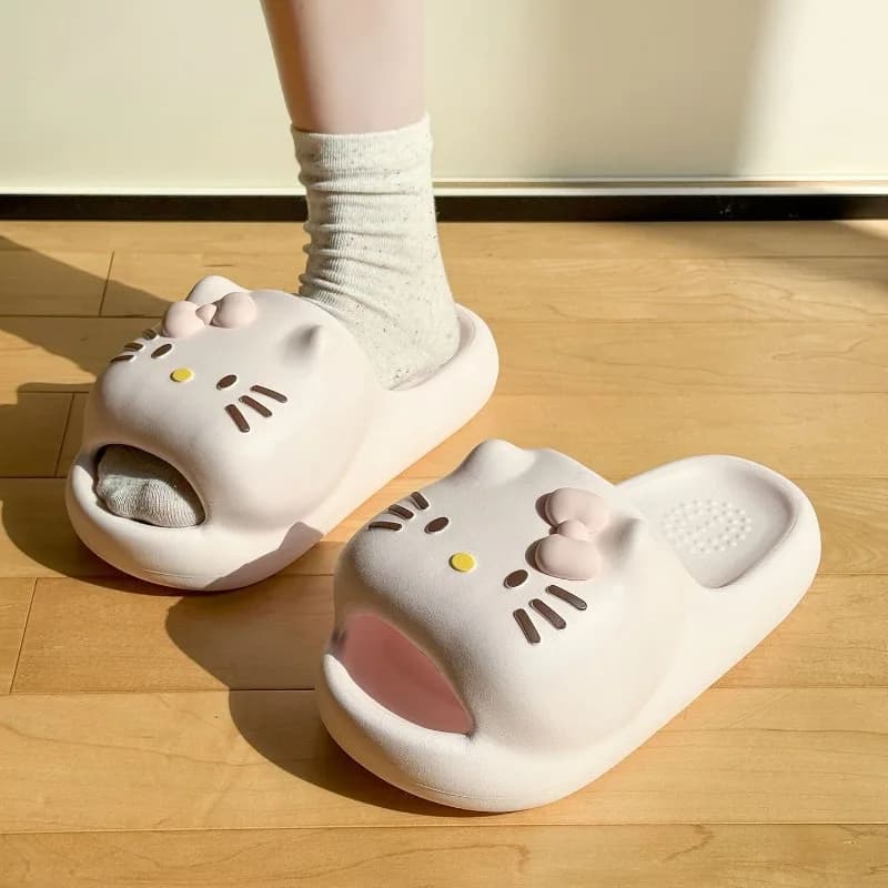 Pantofole Hello Kitty Sanrio con Stampa Anime Cartoon, Suola Spessa Antiscivolo, Sandali Estivi Kawaii, per Bagno, Casa, Regali per le Vacanze