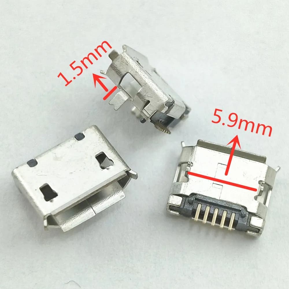 Connector Micro USB 5 pins 5,9 mm DIP2 Long stem 1.5 mm curled door Short needle for phone queue data socket Charging port