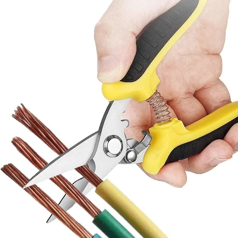 1PC forbici per elettricisti in acciaio multifunzione cesoie manualmente scanalature per filo da taglio e utensili manuali con piastra in acciaio sottile