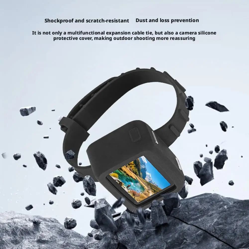 1PC Black Silicone Strap Protective Case for Sunnylife Osmo Nano Camera Support Adjustable Strap Camera Accessories