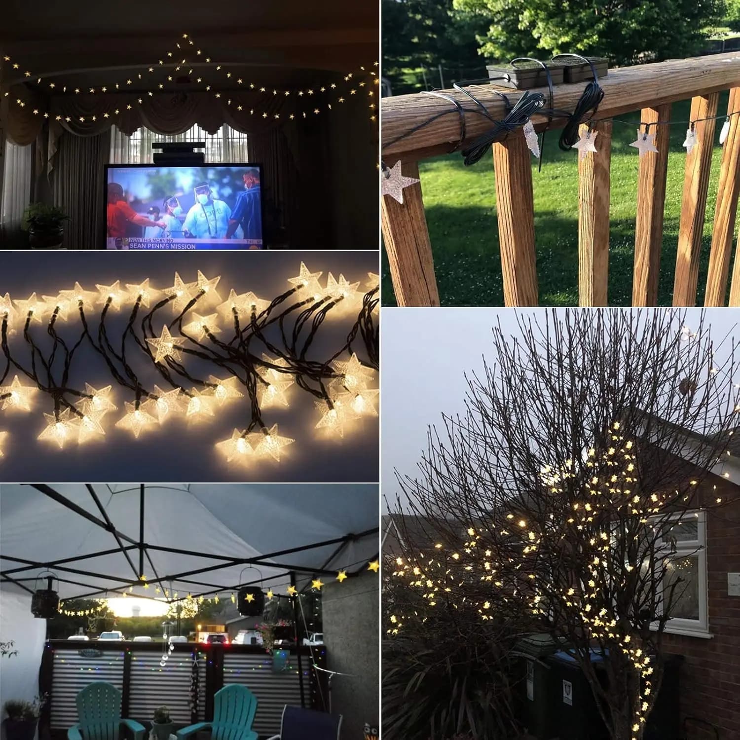 Lampade solari Ghirlande stellari Luce a corda Lucine per esterni 50 LED per giardino Illuminazione esterna impermeabile Cortile domestico Natale