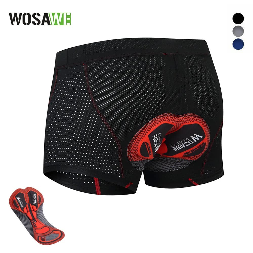 WOSAWE Biancheria intima da ciclismo per mountain bike, ad asciugatura rapida, traspirante, antiscivolo, con cuscino in silicone spesso, slip da ciclismo BT152