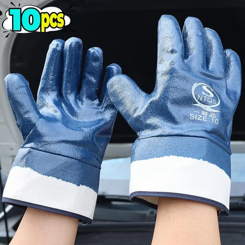 Guanti da Lavoro Invernali Foderati in Pile Rivestiti in Nitrile Resistenti all'Olio Antiscivolo Resistenti all'Abrasione per Riparazioni Auto e Meccanica