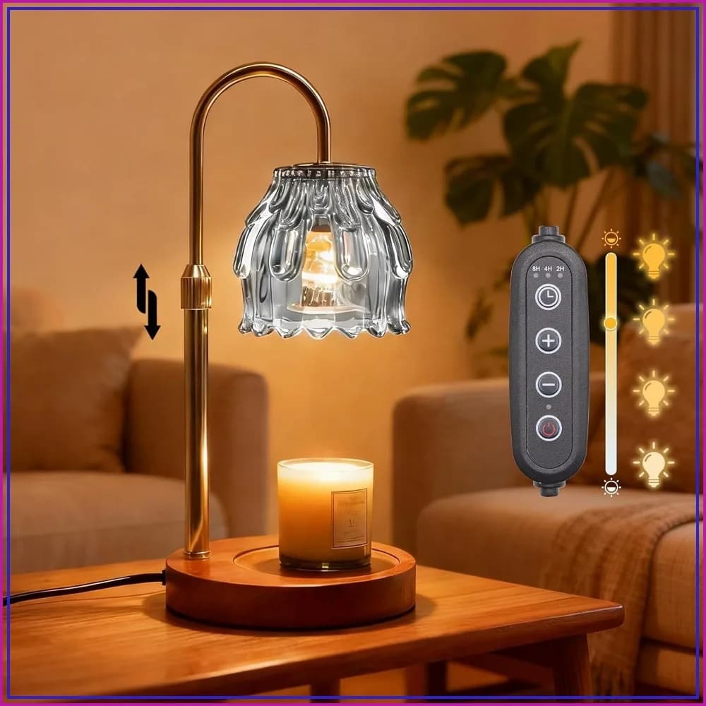 Candle Warmer Lamp with Timer & Dimmer, 4-Level Dimmable Flower Light, Adjustable Height Home Decor for Living Room, Bedroom, Gift for Friends