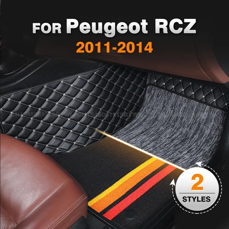 Per Peugeot RCZ 2011 2012 2013 2014 Doppio Strato Tappetini Auto Personalizzato Auto Rilievi Del Piede Tappeto Copertura Accessori Interni