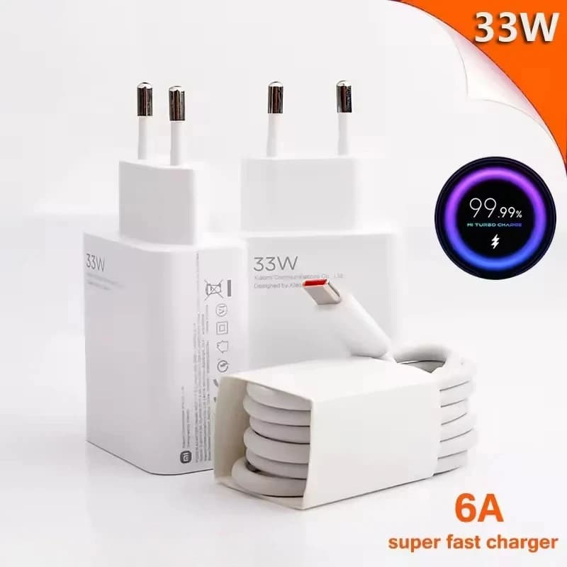 Caricatore USB 33W a ricarica rapida con cavo USB Type-C 6A per Xiaomi Mi14, 13, 12, per iPhone, OnePlus, adattatore caricabatterie rapido per telefono.