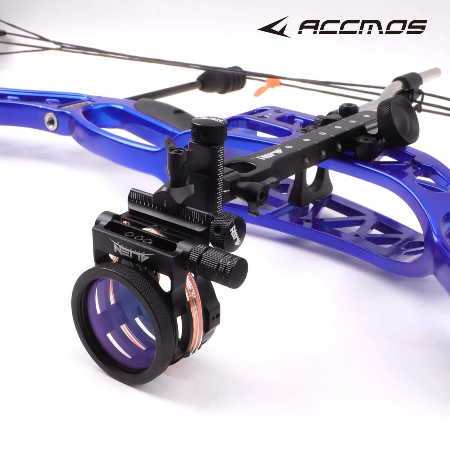 Archery 5-Pin Sight 4-Way Adjustment Adapter & Sight Light 2x/4x/6x/8x Lenses Optional for Compound Bow Hunting Target Shooting