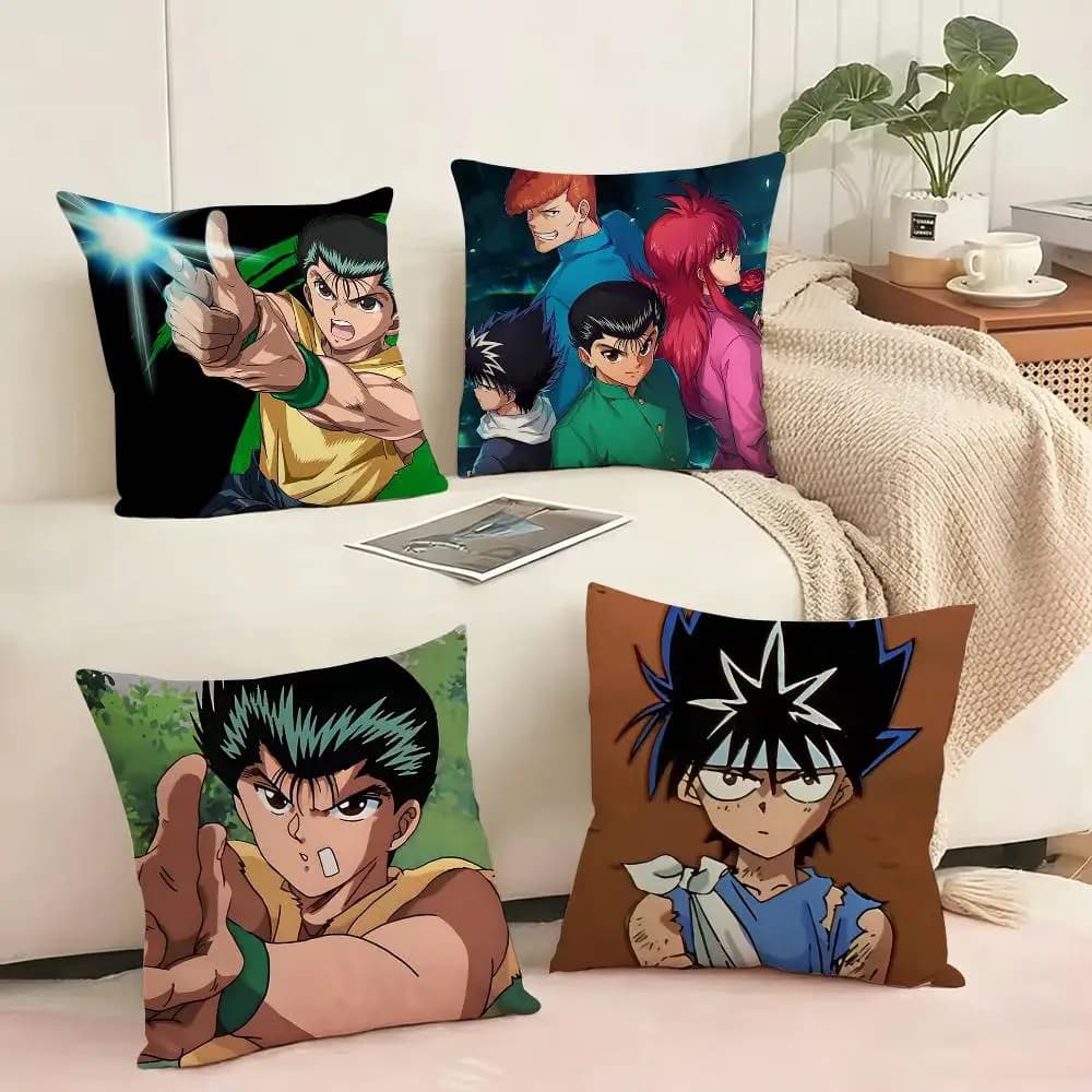 YuYu Hakusho Anime Cartoon Square Double-Sided printed Pillow Case Bedroom Bedside Pillow Sofa Cushion Cover Gift