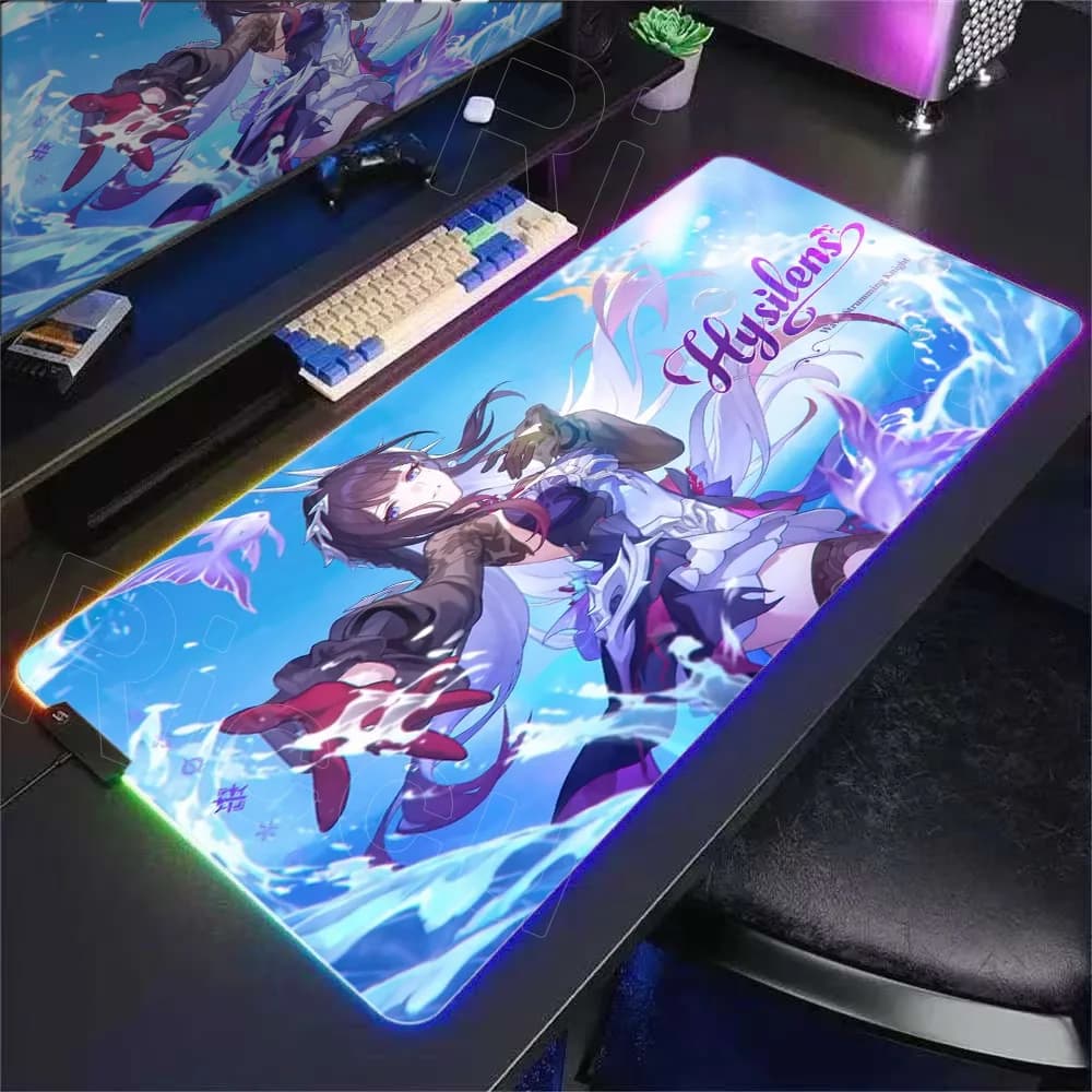 Nuovo Chrysos Heir RGB Mouse Pad Honkai Star Rail Cerydra Hysilens Grande Computer Ufficio Tappetini da gioco Tastiera da gioco Tappetini per mouse