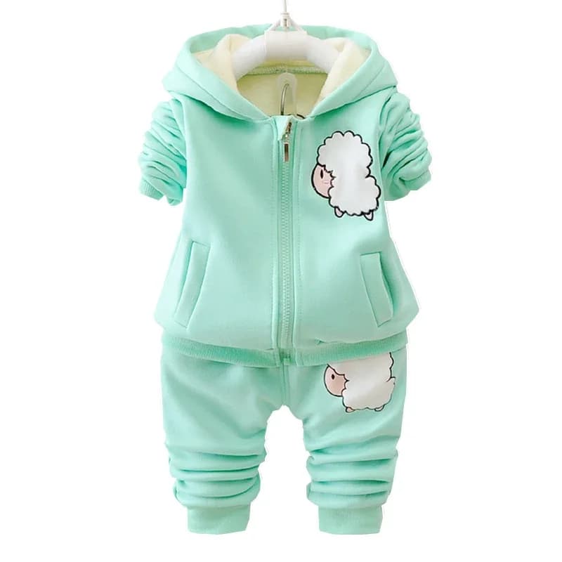 New Winter Baby Girl Clothes Suit Children Thick Warm Hooded Jacket Pants 2Pcs/Set Toddler Casual Cotton Costume Kids Tracksuits