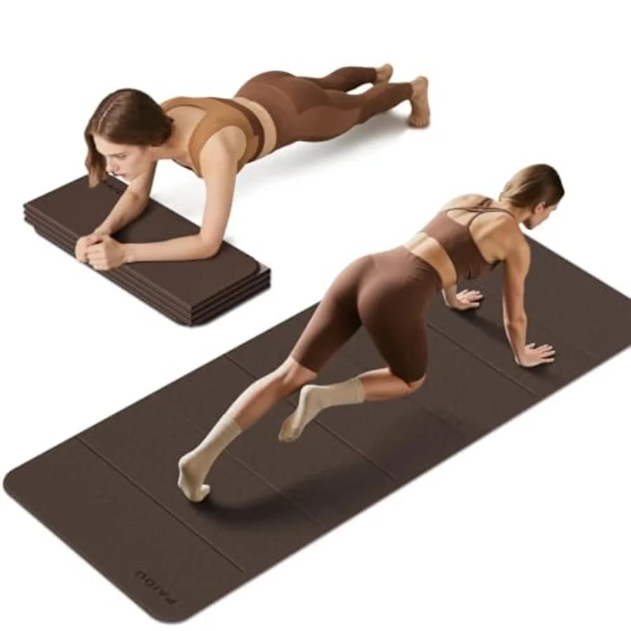 Tappetino Yoga Pieghevole per Fitness, Pilates e Allenamenti Completi a Casa, 10MM Extra Spesso, Certificato SGS, Antiscivolo in TPE Nero Portatile