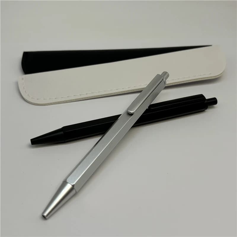 Japanese All Aluminum Lightweight Hexagonal Neutral Pen Push Out Ballpoint Pen 0.5mm 0.8mm Black Short Travel Mini Stationery