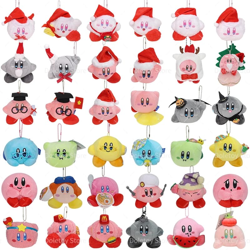 36 Styles Kirby Keychain Plush Christmas Santa's Hat Kirby Halloween Kirby Star Waddle Dee Doll Kawaii Backpack Hang Pendant Toy